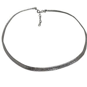 Italian 925 Sterling Silver Herringbone Necklace